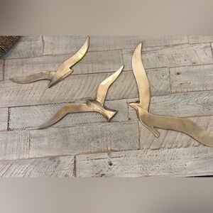 Brass Seagulls Wall Plaque Home Decor Coastal Set of 3